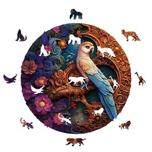 Parrot 🦜 Puzzle 3-D brain rare Wooden jigsaw new unopened floral